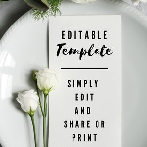 Pu&ograve; includere: Carta modello modificabile con il testo "Editable Template" in corsivo nero, seguito da "Simply Edit and Share or Print" in nero a blocchi. Un piccolo cuore &egrave; disegnato in nero nella parte inferiore della carta.