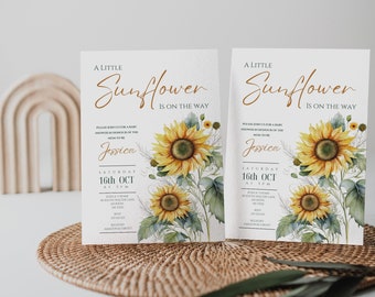 Sunflower Baby Shower Invitation, Girl Rustic Sunflower Baby Shower Invite, Boho Sunflower Baby Shower Invite, summer baby shower electronic