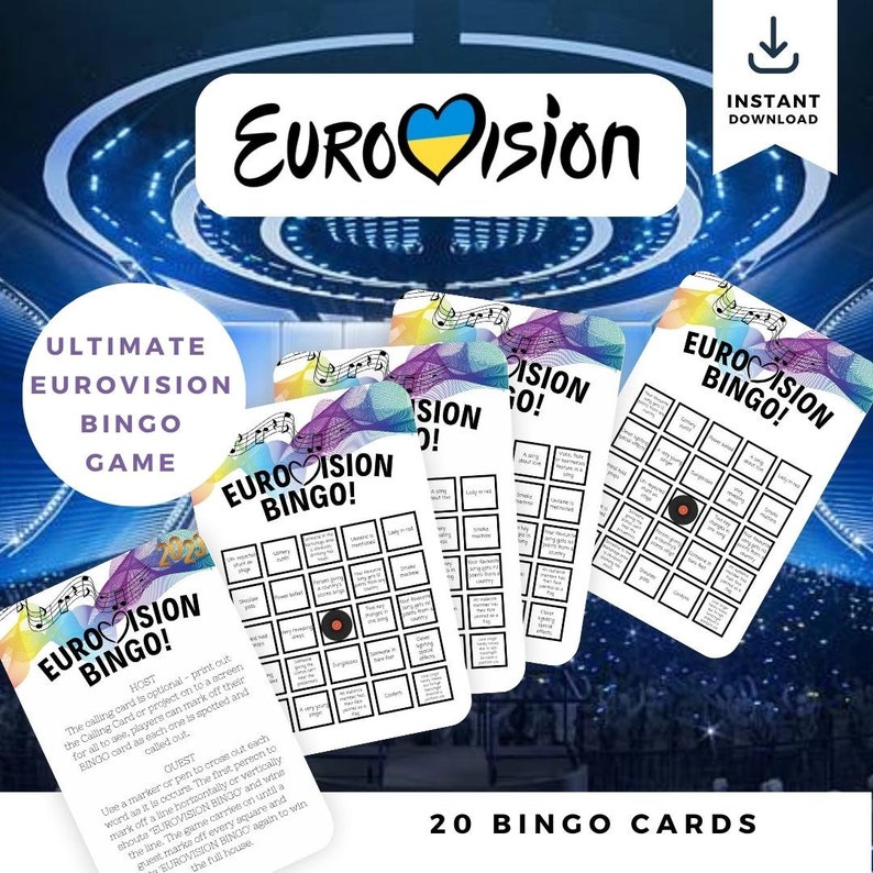 Eurovision 2023 Bingo Sheets 20 Bingo Cards Eurovision Song Etsy UK