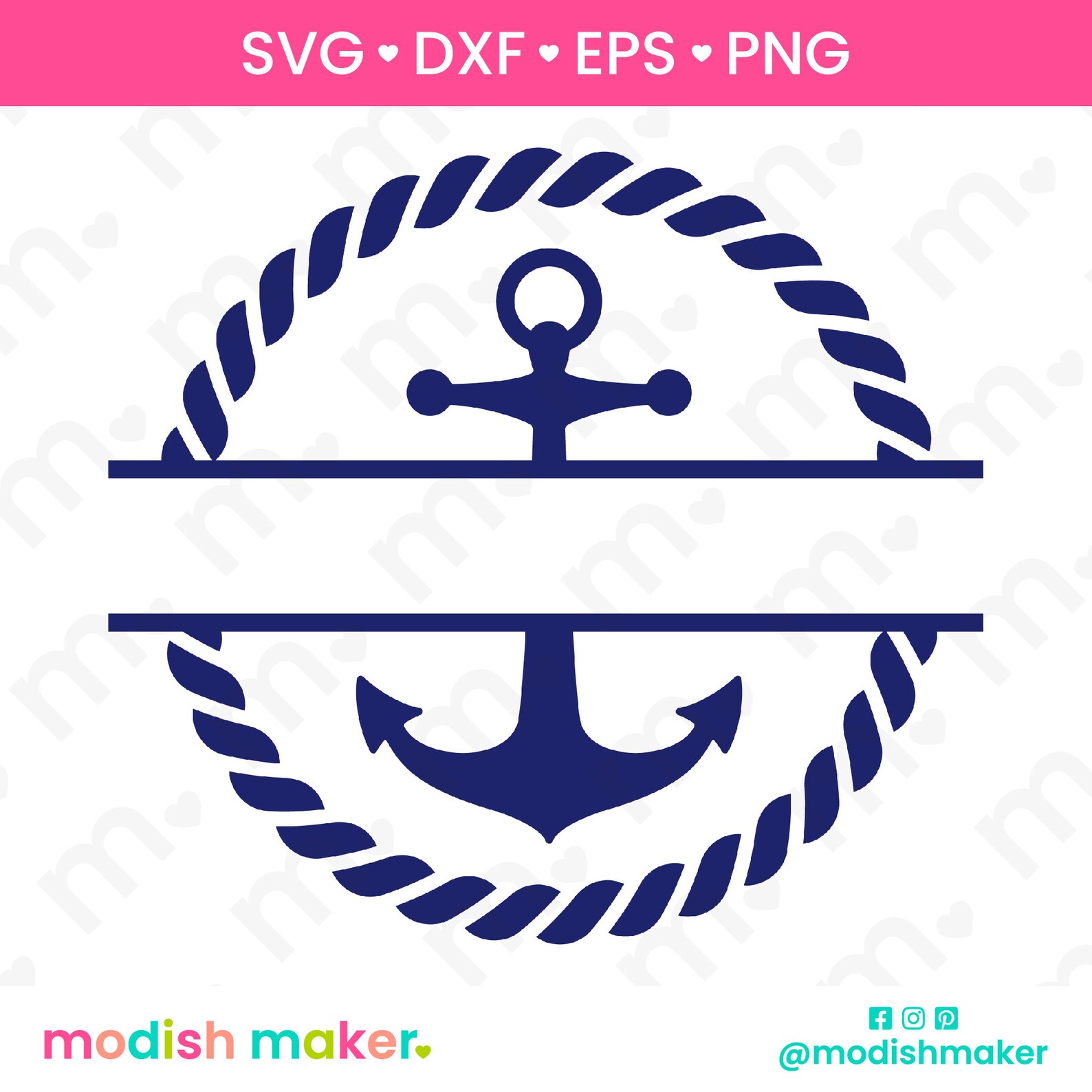Split Anchor Rope SVG Split Anchor Name Frame SVG Monogram Etsy