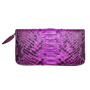 Snake Purse Python Snake Skin Wallet, Purple Leather Long Purse