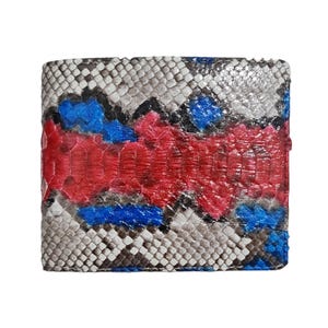 Genuine Snake Wallet Skin Men's Phyton Sanca Wallet Short Bifold Exotic Red Blue Best Gift