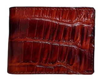 Brown Alligator Leather Men's Wallet: Handmade Genuine Horn Wallet