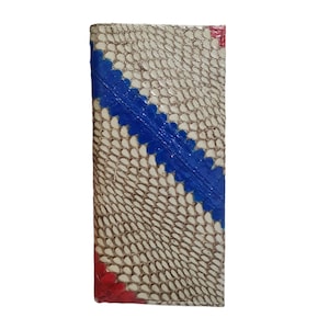 Genuine Cobra Skin Men's Long Wallet Grey Unisex Orange Blue Stripes