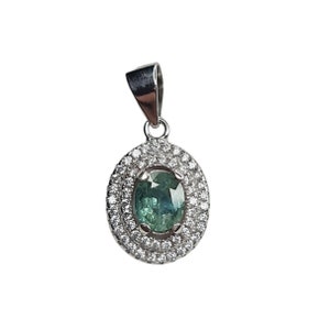 Sapphire Silver Pendant Natural Sapphire Fancy Color 925 Stamp