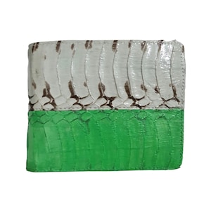 Genuine Grey Green Cobra Snake Skin Men's Wallet Bifold Exotic Handmade