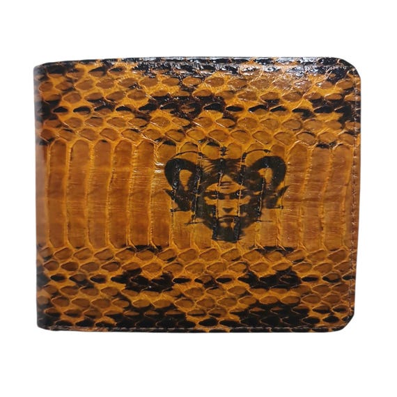 Genuine Cobra Snake Skin Men's Wallet Bifold Brown Satanic