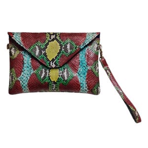 Handmade Python Snake Skin Women Clutch Multicolor Sanca Snake Clutch
