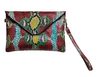 Handmade Python Snake Skin Clutch: Indonesian Sanca Wallet