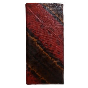 Genuine TrunkSnake Wallet Skin Men's Brown Red Lines Long Wallet Unisex