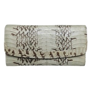 Genuine Cobra snake Skin Women Long Wallet Handmade Gray Purse