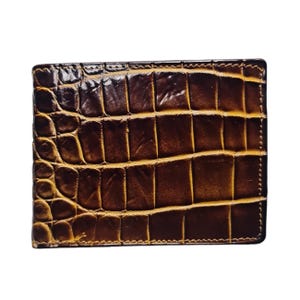 Donkerbruine alligator lederen portemonnee heren lederen huid, handgemaakte leren portemonnee voor heren, gepersonaliseerde leren portemonnee