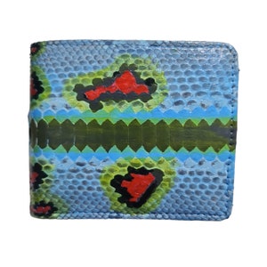 Genuine Snake Wallet Skin Men's Phyton Sanca Multicolor Wallet Short Bifold Exotic Best Gift