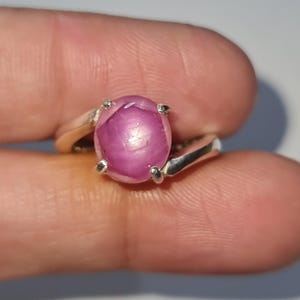 Natural Pink Star Ruby Bagua Pakua Pattern Silver Handmade Ladies Ring Solitaire