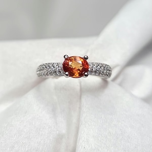 Songea Orange Sapphire Solitaire Silver Ring 925 Stamp