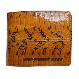 Genuine Brown Cobra Snake Skin Bifold Pro Trader Mark Mens Wallet