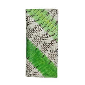 Cartera larga para hombre Genuine Cobra Skin gris unisex gris verde