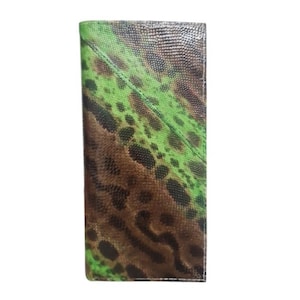 Genuine TrunkSnake Wallet Skin Men's Brown Green Lines Long Wallet Unisex