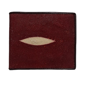Echte Stingray Skin herenportemonnee rood kastanjebruin