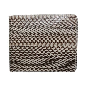 Cartera de hombre de piel de serpiente cobra gris auténtica, plegable, exótica, hecha a mano