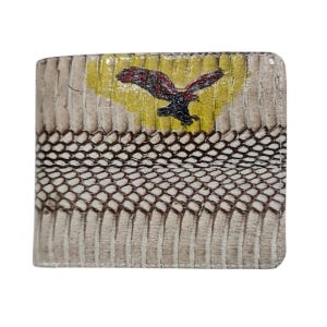 Genuine Grey Cobra Snake Skin Eagle Mark Men's Wallet Bifold Exotic Handmade