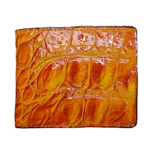 Oranjebruine alligator lederen portemonnee heren lederen huid, handgemaakte leren portemonnee voor heren, gepersonaliseerde leren portemonnee