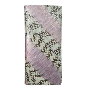 Genuine Cobra Snake Skin Men's Long Wallet Unisex Grey Silver Purple Lines