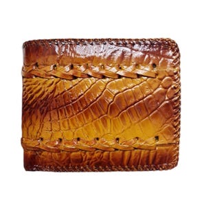 Cartera de hombre hecha a mano de piel de avestruz marrón con forma de uña