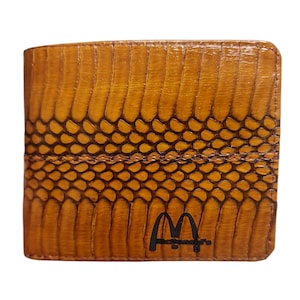 Genuine Brown Cobra Snake Skin Men's Wallet Bifold McDonalds Mark