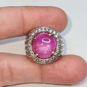 Natural Burmanese Star Ruby Myanmar Silver Mens Ring 13.25 CT