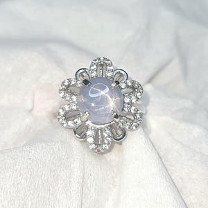 Ouppvärmd 3,95 CT Srilangka blå stjärna safir Ceylon alpacka blandad metallring för kvinnor