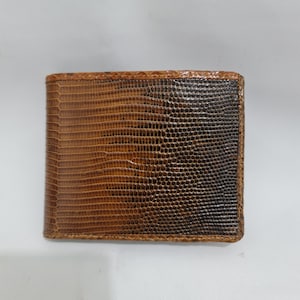 Genuine Monitor Lizard Combi Snake Skin Men's Wallet Bifold Black Brown