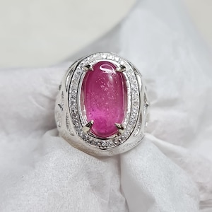 Natural 6.30 CT Ruby Alpaca Mixed Metal Mens Ring