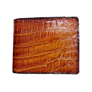 Braune Alligator Echte Horn Leder Haut Herren Geldbörse, Handgefertigte Leder Geldbörse für Herren, Personalisierte Herren Geldbörse