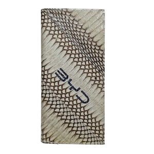 Genuine Grey Cobra Long Wallet Snake Skin Unisex Upside Down BYD Logo