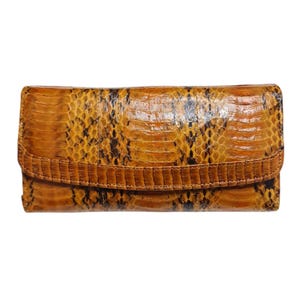 Genuine Cobra snake Skin Women Long Wallet Handmade Brown Purse