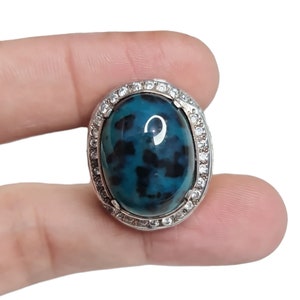 Indonesian Chrysocolla In Chalcedony / Bacan Mens Ring Leopard Pattern