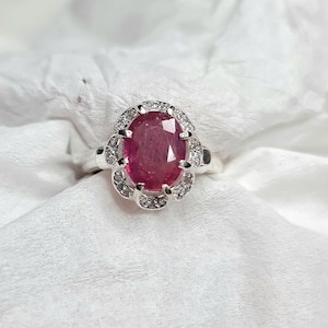 Natural Ruby Ladies Ring Alpaca Mixed Metal Ring Crown