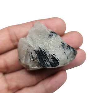 45g Rough Black Tourmaline On Quartz Meditation Stone