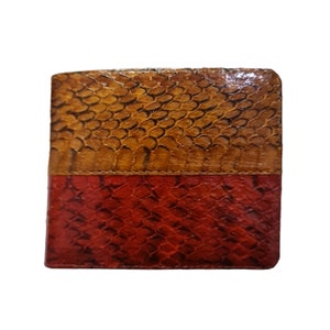 Genuine Cobra Snake Skin Men's Wallet Bifold Brown Wine Red Dual Color