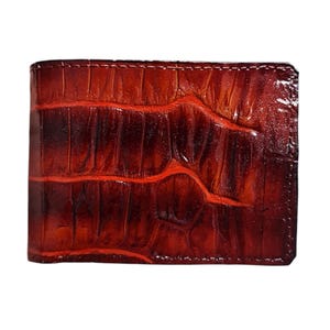 Brown Alligator Genuine Horn Leather Skin Men's Wallet, Handmade Leather Wallet For Men, Personalized Leather Wallet