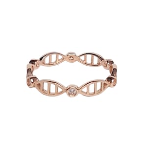 Gold Ring DNA Ring 10k Rose Gold Science Scientist Doctor Molecule Genetic Men Women Thumb Gift