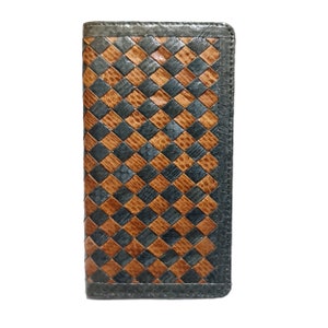 Genuine Braided Snake Wallet Brown Green Cobra Skin Unisex Wallet