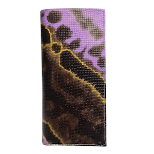 Handmade TrunkSnake Wallet Skin Men's Long Wallet Unisex Brown Purple