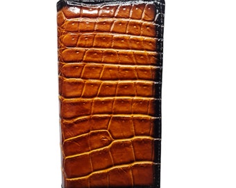 Handgemaakte alligatorleer lange portemonnee, unisex portemonnee, echt alligator exotisch leer, luxe portemonnee voor mannen en vrouwen, cadeau-idee