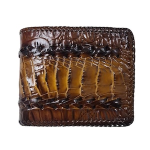 Handmade Dark Brown Ostrich Feet Nail Skin Leather Men's Wallet