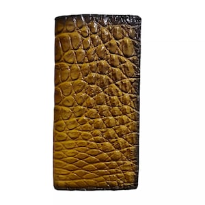Bruine alligator lederen portemonnee met lederen huid, handgemaakte lederen unisex portemonnee gepersonaliseerde leren portemonnee