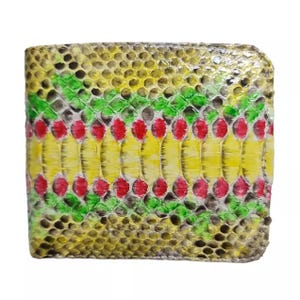 Genuine Multicolor Snake Wallet Skin Men's Phyton Sanca Wallet Short Bifold Exotic Best Gift