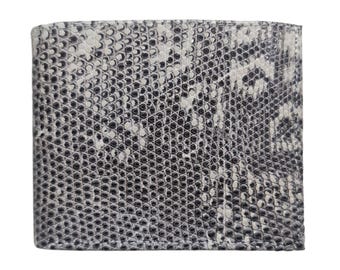 Genuine White Grey Monitor Lizard Men&#39;s Handmade Wallet