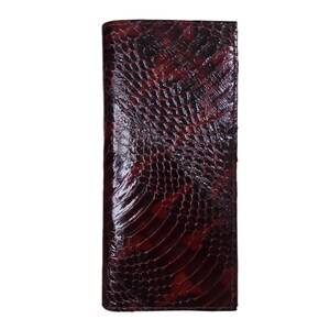 Men's Long Wallet Genuine Cobra Snake Skin Unisex Dark Coffee Brown Color